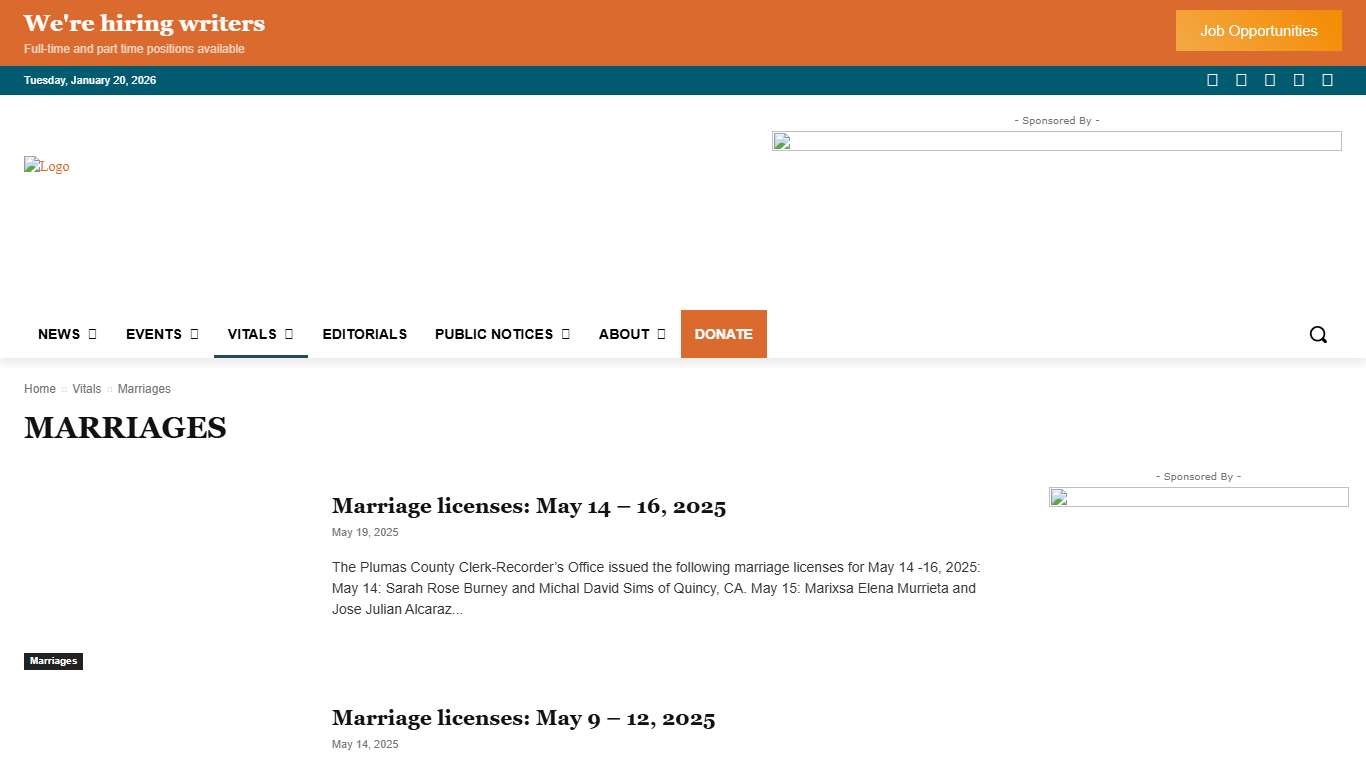 Marriages Archives | Page 2 of 4 | The Plumas Sun