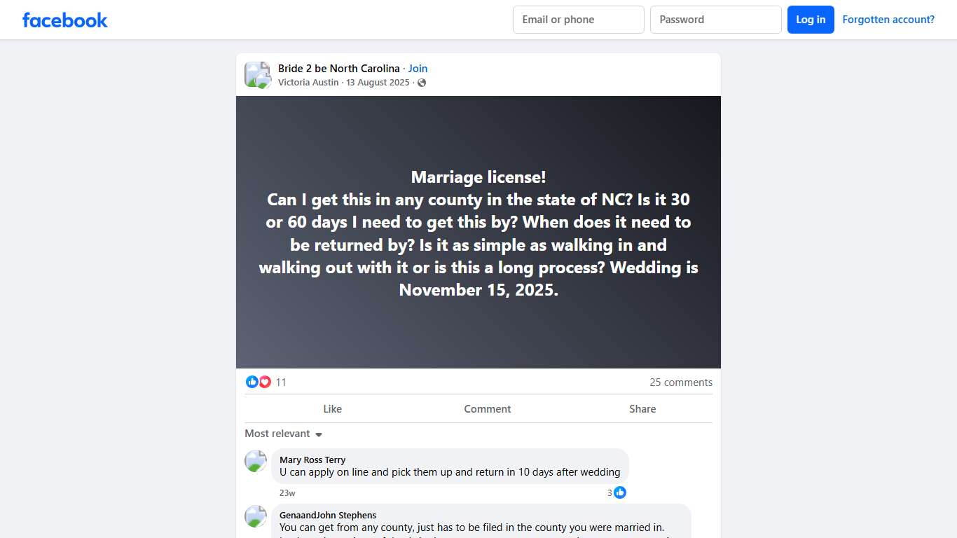Bride 2 be North Carolina | Marriage license | Facebook